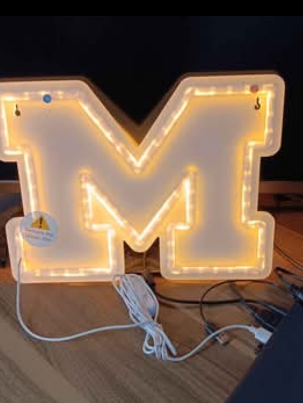 White LED Letter "M" Decorative Light - Brand Not Specified